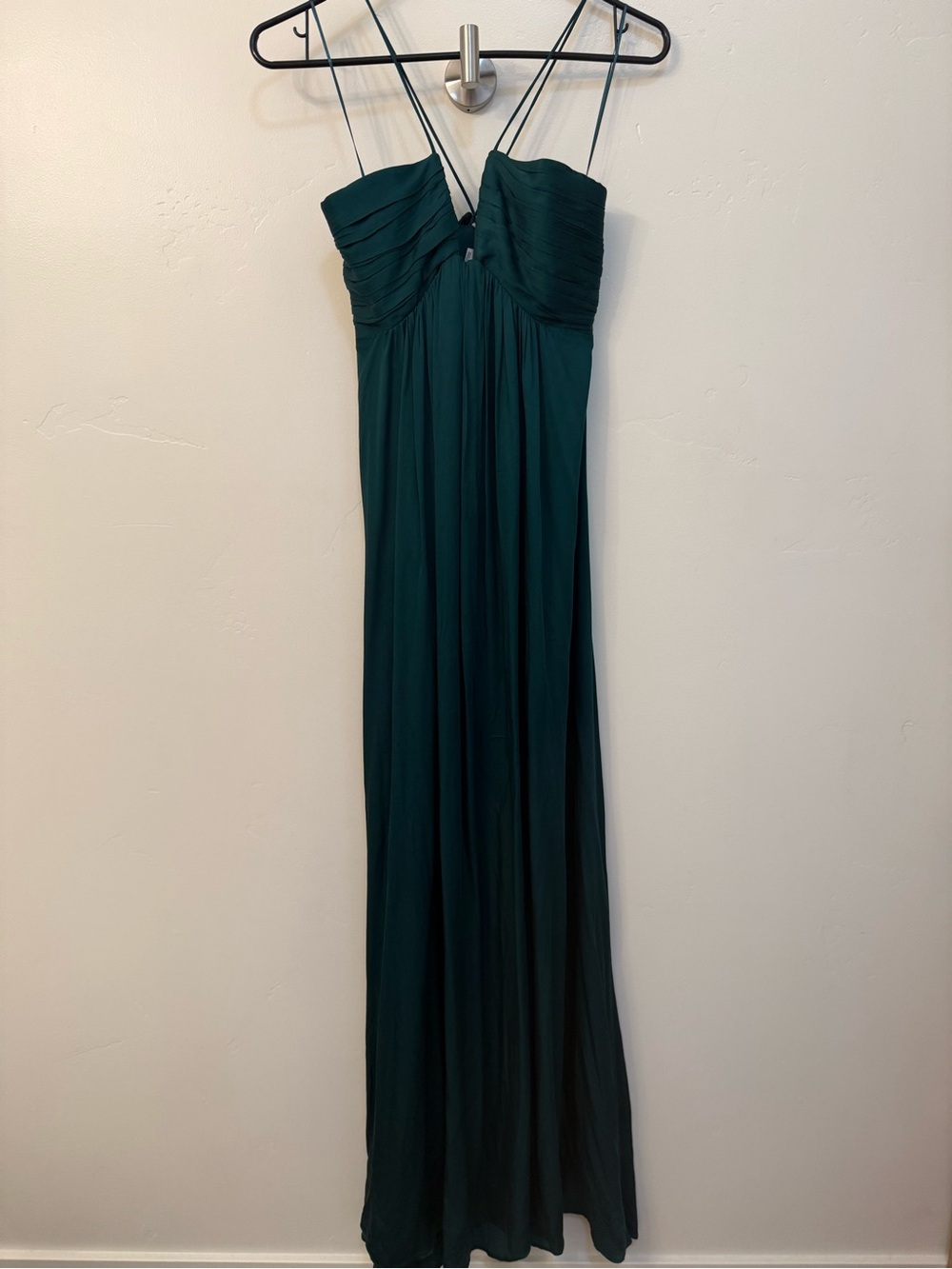 Mango Dark Teal Maxi Dress with Double Spaghetti Straps